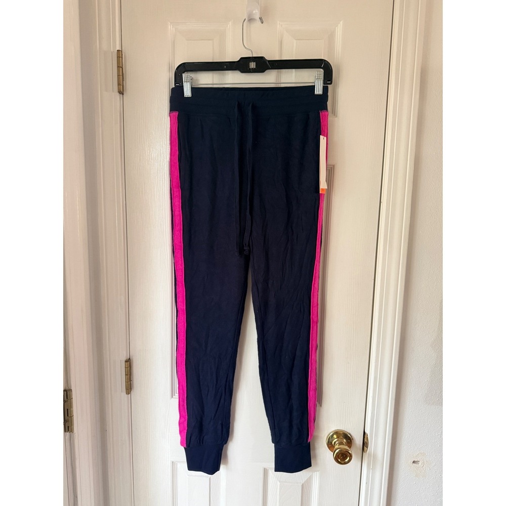 AQUA Athletic Knit Sweatpants Navy Raspberry Stripe Joggers Size XS